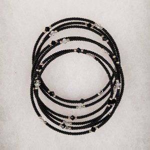 SILPADA BLACK BEAD & CRYSTAL WRAP BRACELET